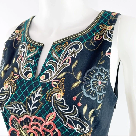 Anthropologie Moulinette Soeurs Size 4 Black Floral Embroidered PERENNIAL Dress - Picture 4 of 8